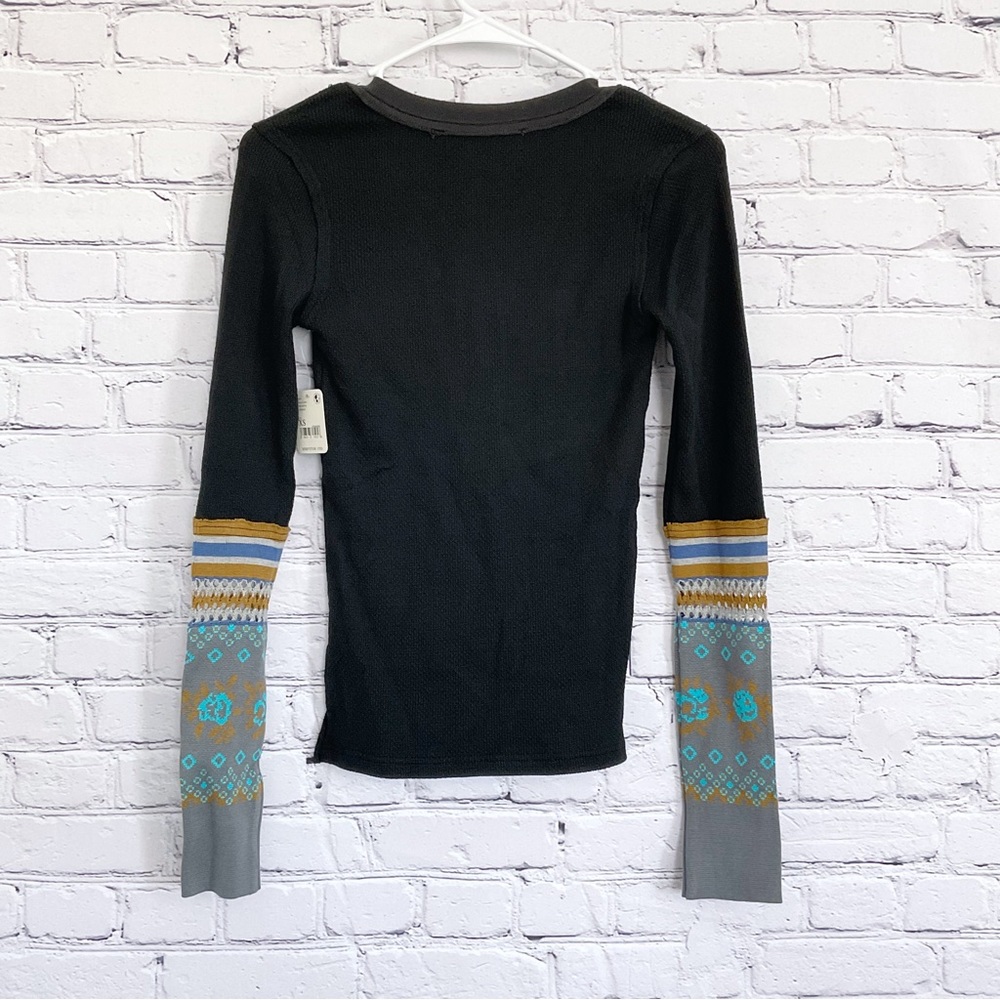 New Free People Mikah Layering Cuff Thermal Top Black Size XS - Picture 8 of 8